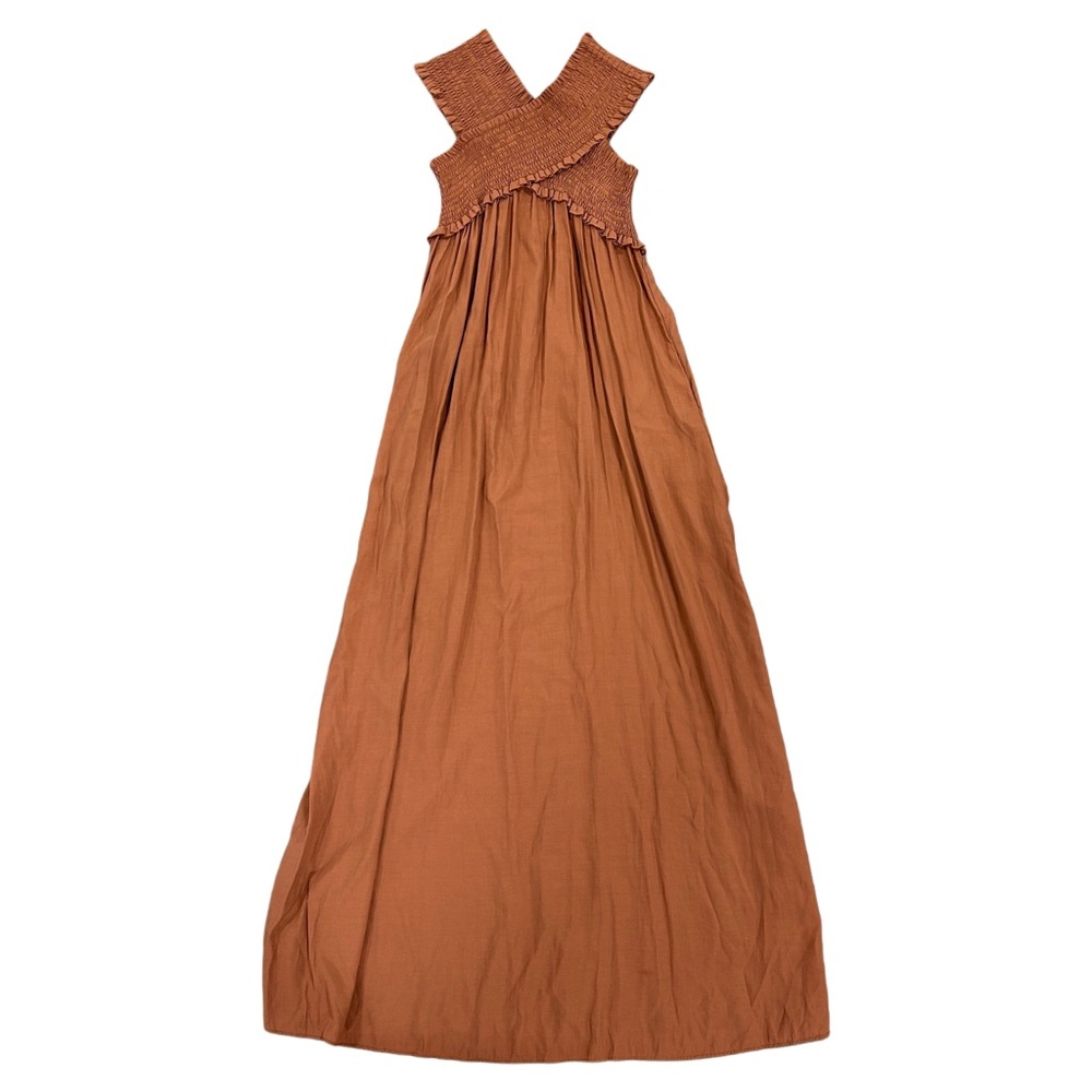 Flawless Terracotta Off-Shoulder Crisscross Maxi Dress Size Small - Picture 3 of 7